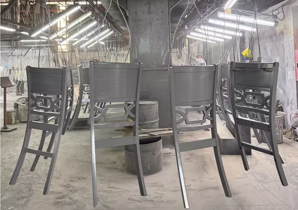Dining chairs in production at an Asia furniture factory